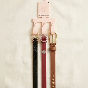 BCBGeneration Triple Belt Set in Black, Red & Brown